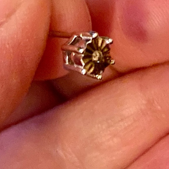 Diamond earrings .05 ct - in sterling silver and gold. - Picture 2 of 7